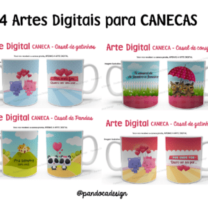 Kit Digital | 4 Canecas Cute Love
