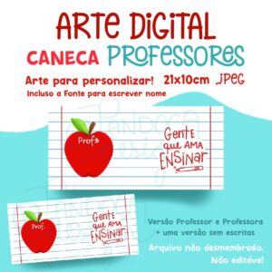 Arte Digital Caneca Professor Maçã