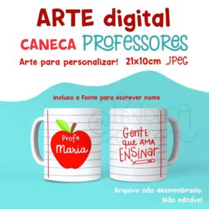 Arte Digital Caneca Professor Maçã